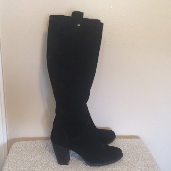 UGG Shoes - Black suede heeled ugg boots